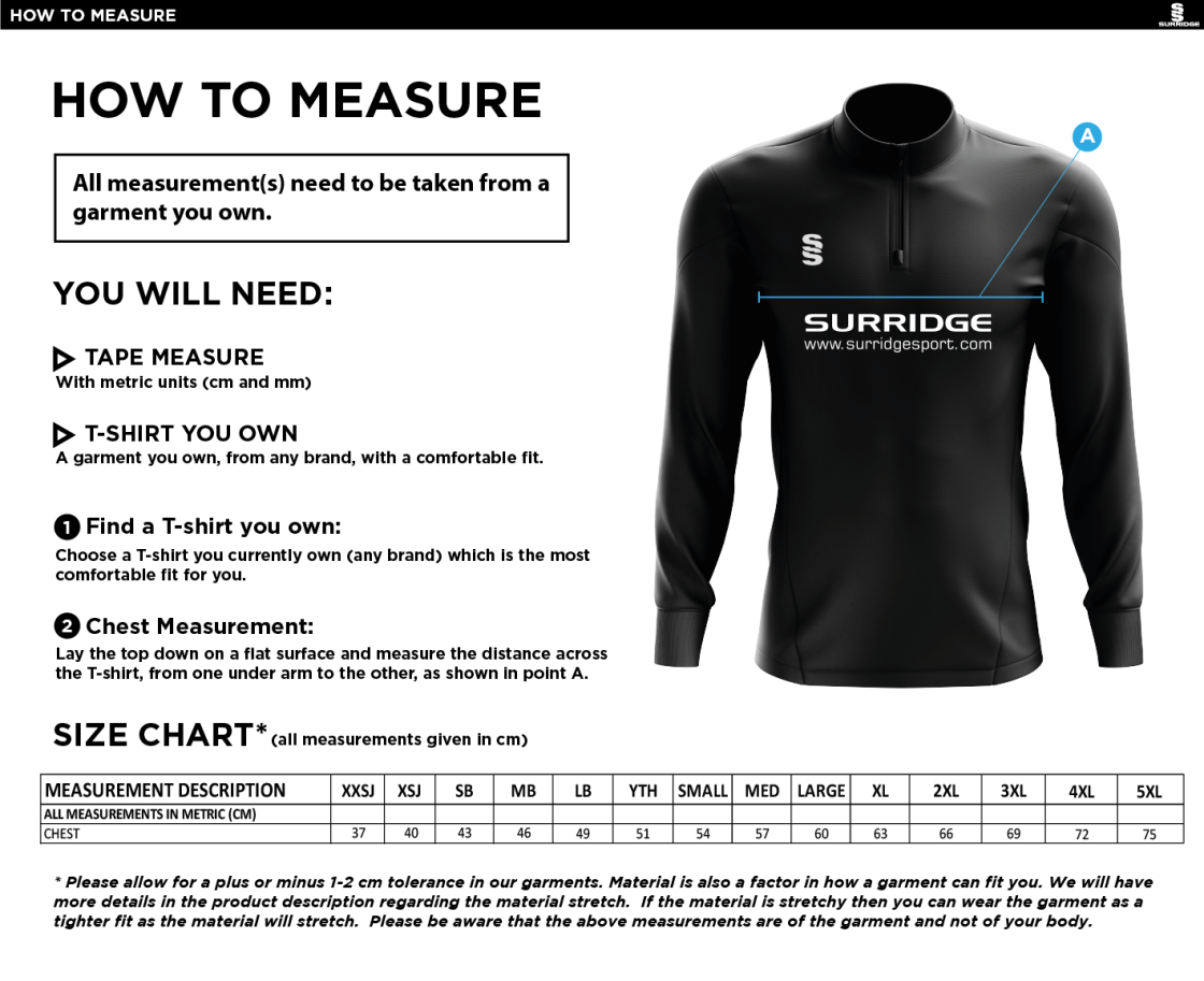 Women's 1/4 Zip Dual Performance Top :  Marl - Size Guide