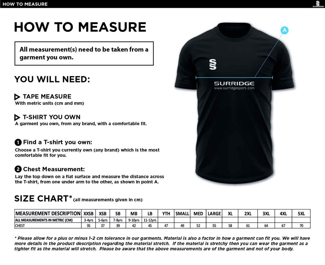 Dual Games Shirt : White - Size Guide